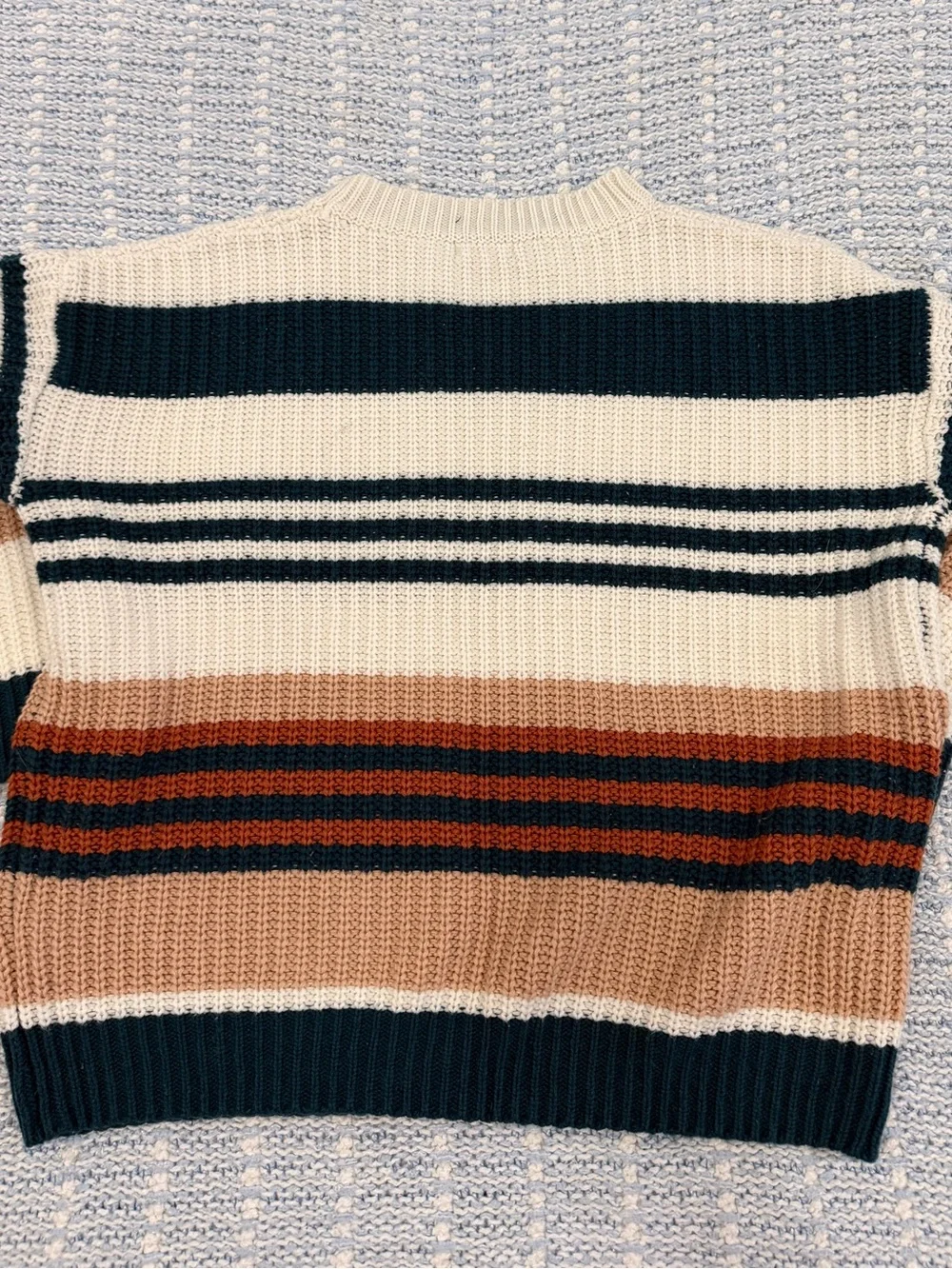 Main Strip Striped Crewneck Sweater — Cream, Navy & Tan